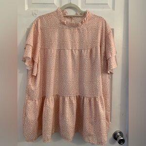SHEIN Women’s plus size Light Pink Patterned Ruffled Blouse. Size 3X $10